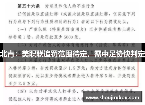北青：美职联追罚范围待定，需中足协快判定